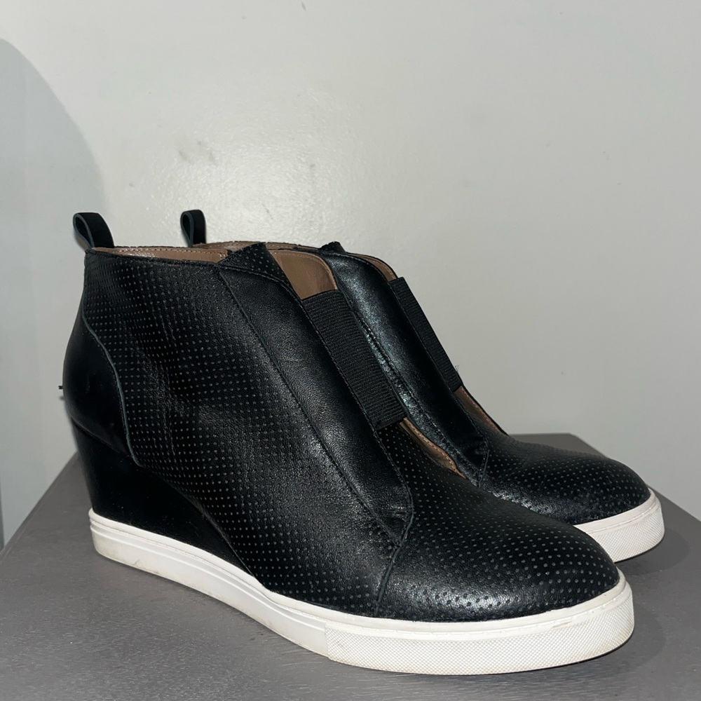Linea Paolo Black and White Felicia Wedge Sneaker Shoes Size 7.5 - Picture 3 of 12